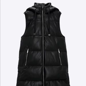Zara long faux leather vest